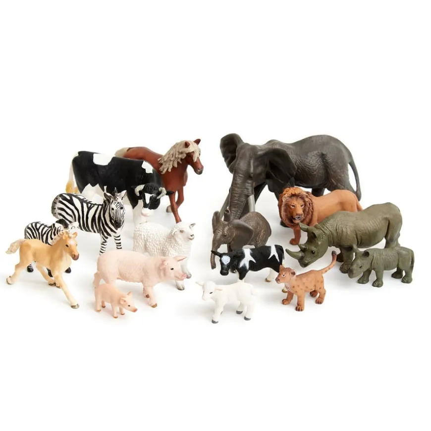 Small World Wild & Farm Animals & Young Set 16pcs