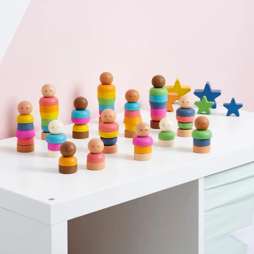 Small World Wooden Figures Rainbow Community People 15pk