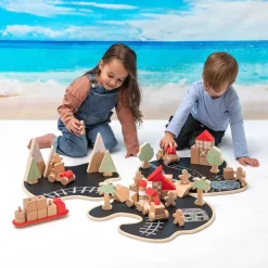Small World Wooden Story Island Set 68pk
