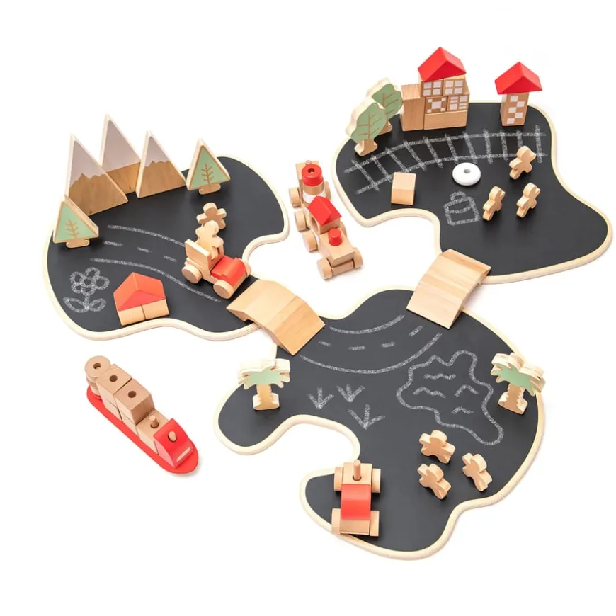 Small World Wooden Story Island Set 68pk