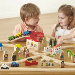 Small World Wooden Town & Country Train Set 101pcs