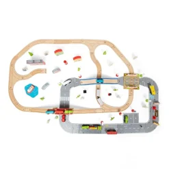 Small World Wooden Town Road & Rail Set