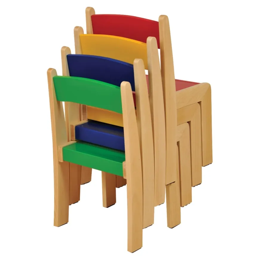 Solid Beech Stackable Chairs 4pk
