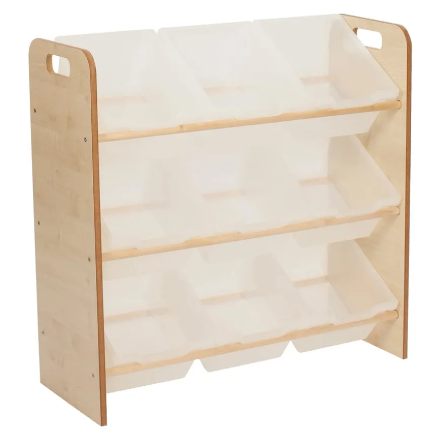 Solway Early Years Storage Tilted Clear Trays Maple MDF