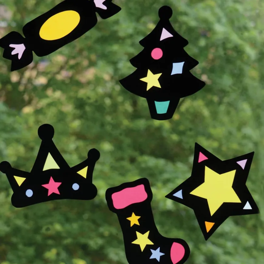 Stained Glass Christmas Shapes 30pk
