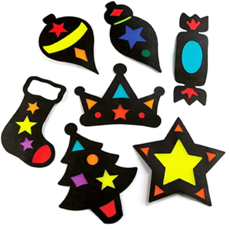 Stained Glass Christmas Shapes 30pk