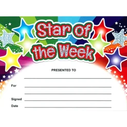 Star of the Week Sparkly Certificate A5 20pk