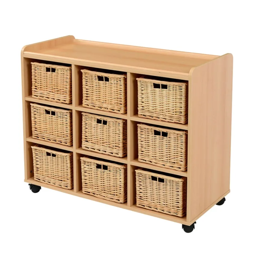 Storage Unit with Deep Wicker Baskets