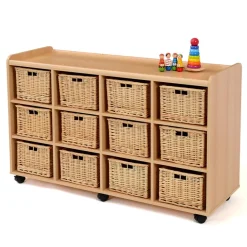 Storage Unit with 12 Deep Wicker Baskets