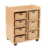 Storage Unit with 4 Shallow 3 Deep Wicker Baskets