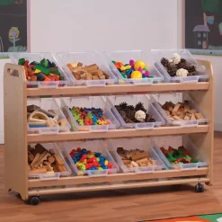 Tilted Storage Trolley On Wheels 12 Tubs/Baskets