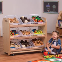Tilted Tote Storage Trolley On Wheels