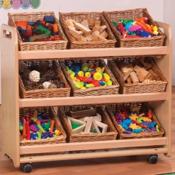 Tilted Tote Storage Trolley On Wheels