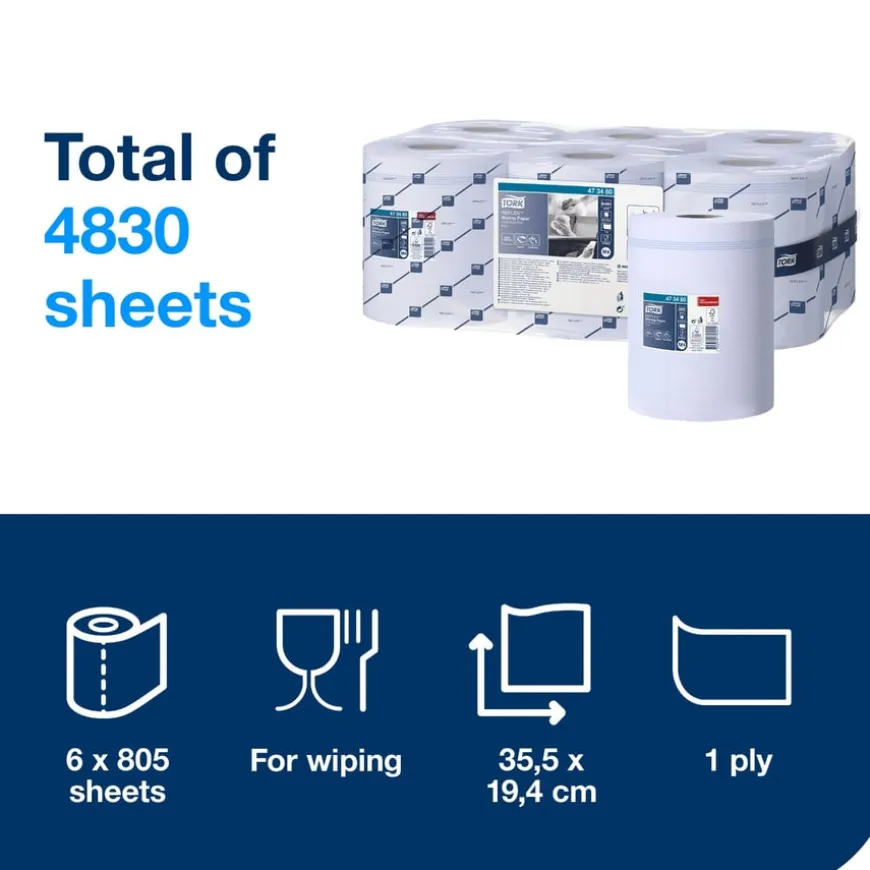 TORK® Reflex Wiping Paper 1 Ply 6pk