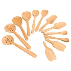 TTS Assorted Wooden Messy Play Spoons 12pk