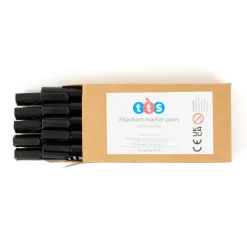 TTS Black Flipchart Marker Pens 10pk