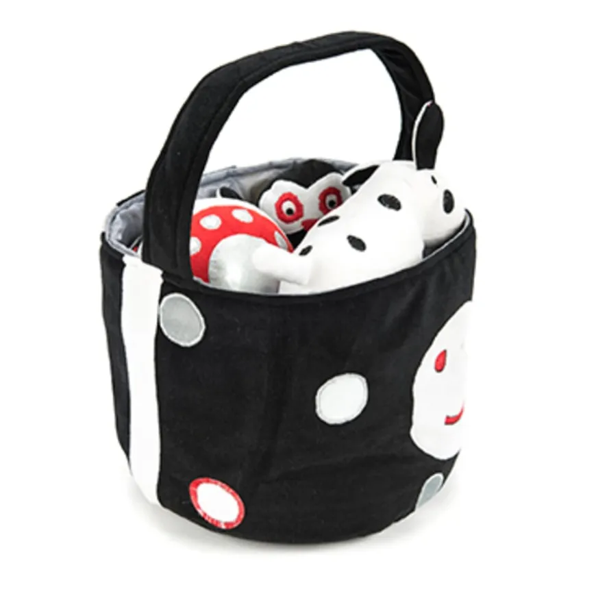 TTS Black & White Soft Baby Toys with Basket