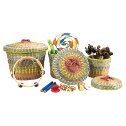 TTS Colourful Nesting Seagrass Storage Baskets 3pk