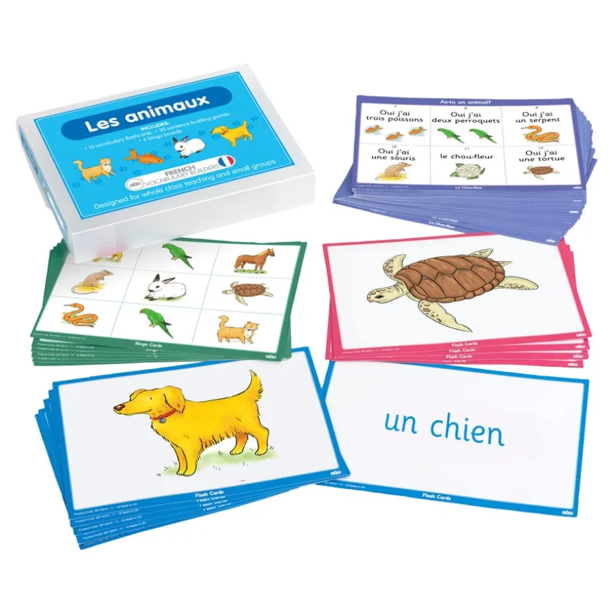 TTS French Animal Names Vocabulary Builder Activity Cards 46pk