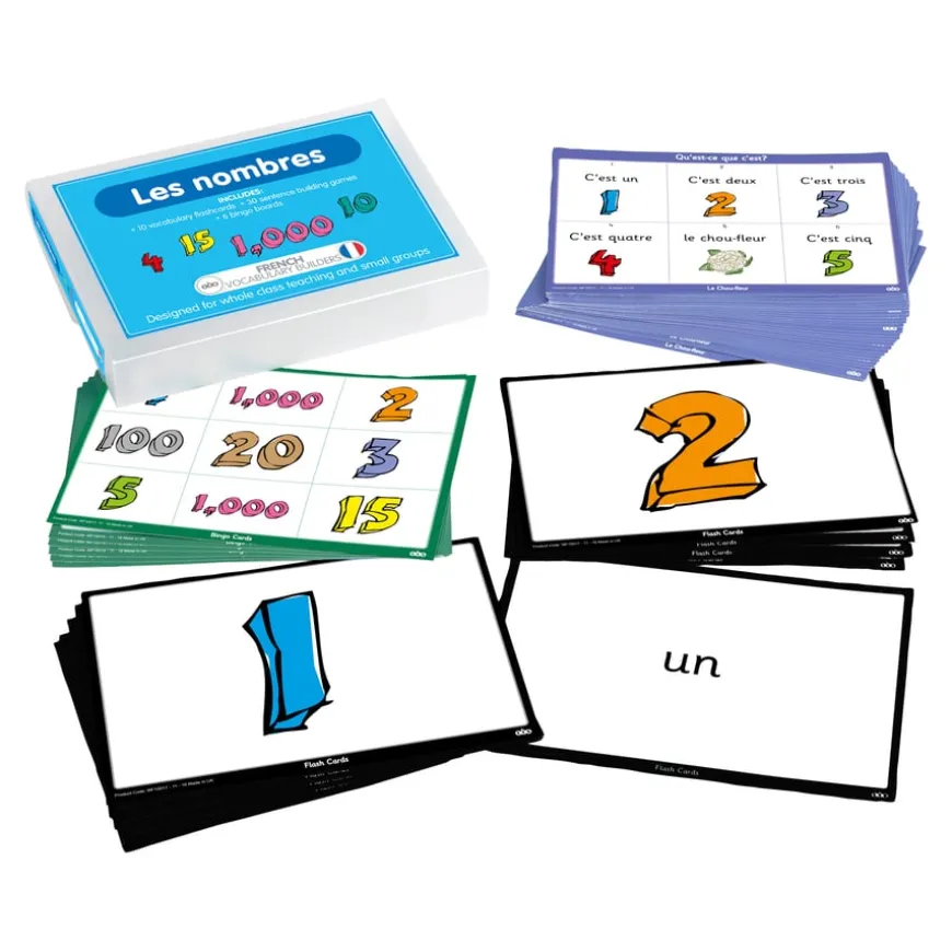TTS French Numbers Vocabulary Builders Activity Cards 46pk