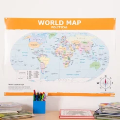 TTS Map of the World Political and Physical A1 KS2