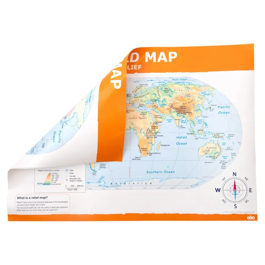 TTS Map of the World Political and Physical A1 KS2