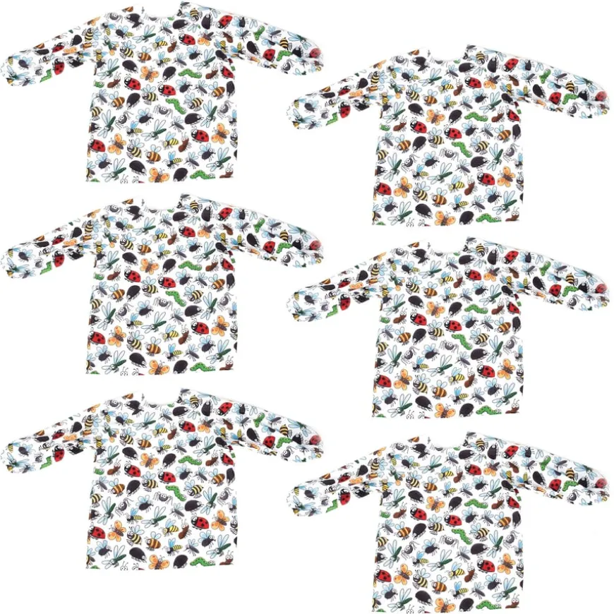 TTS Minibeast Patterned Waterproof Aprons Overalls 6pk
