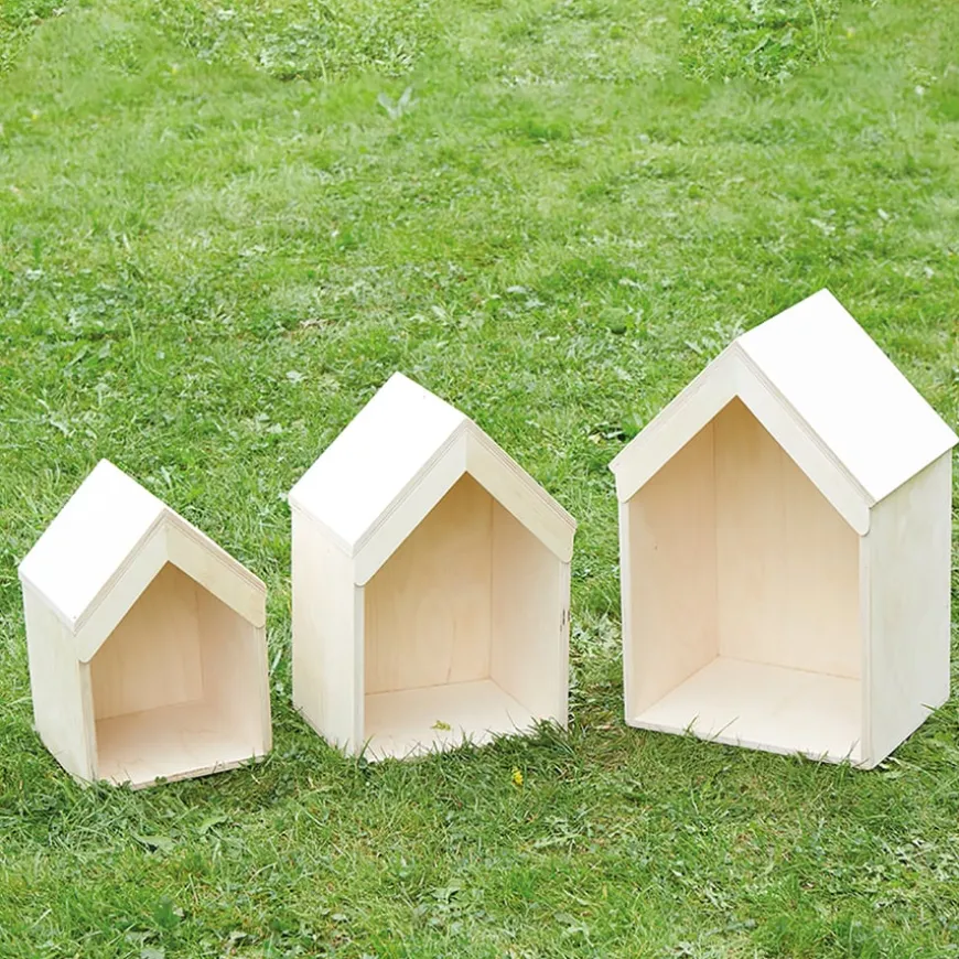 TTS Nesting Wooden Small World Houses 3pk