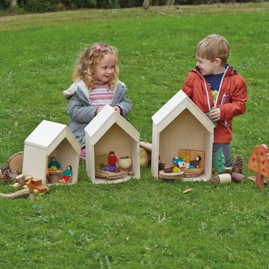 TTS Nesting Wooden Small World Houses 3pk