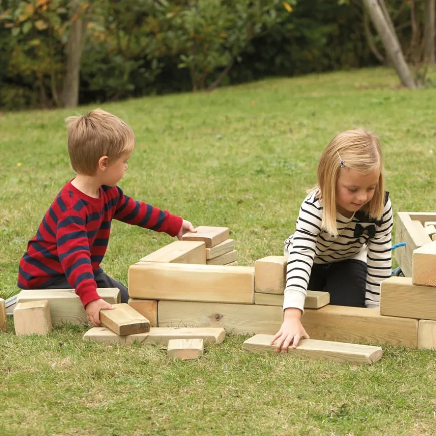 TTS Outdoor Wooden Blocks and Cart 40pcs