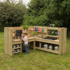 TTS Outdoor Wooden Corner Kitchen Unit H110 x W180 x D180cm