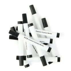 TTS Premium Drywipe Markers Bullet Tip Black 12pk