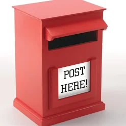 TTS Red Wooden Post Box H31 x W20cm x D15.5cm