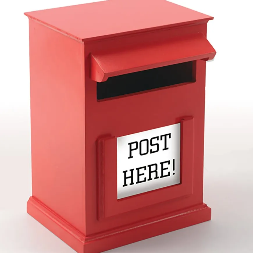 TTS Red Wooden Post Box H31 x W20cm x D15.5cm