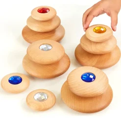 TTS Sensory Wooden Jewel Pebbles 12pk
