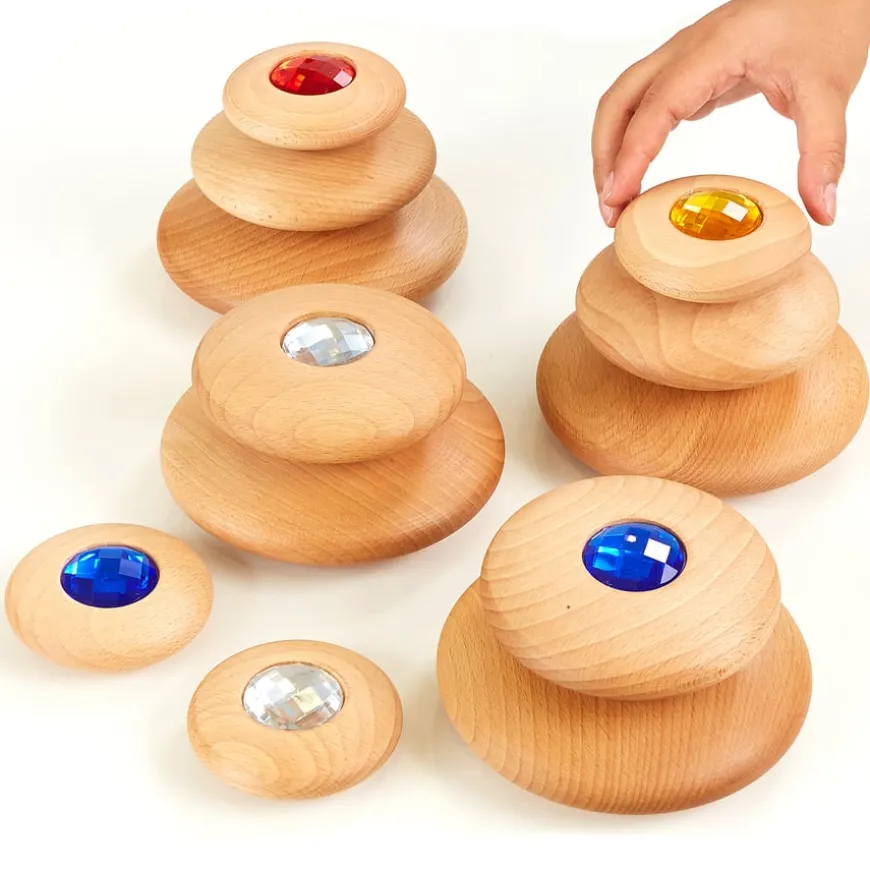 TTS Sensory Wooden Jewel Pebbles 12pk