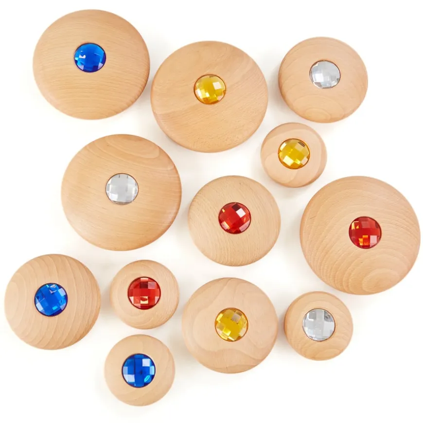 TTS Sensory Wooden Jewel Pebbles 12pk