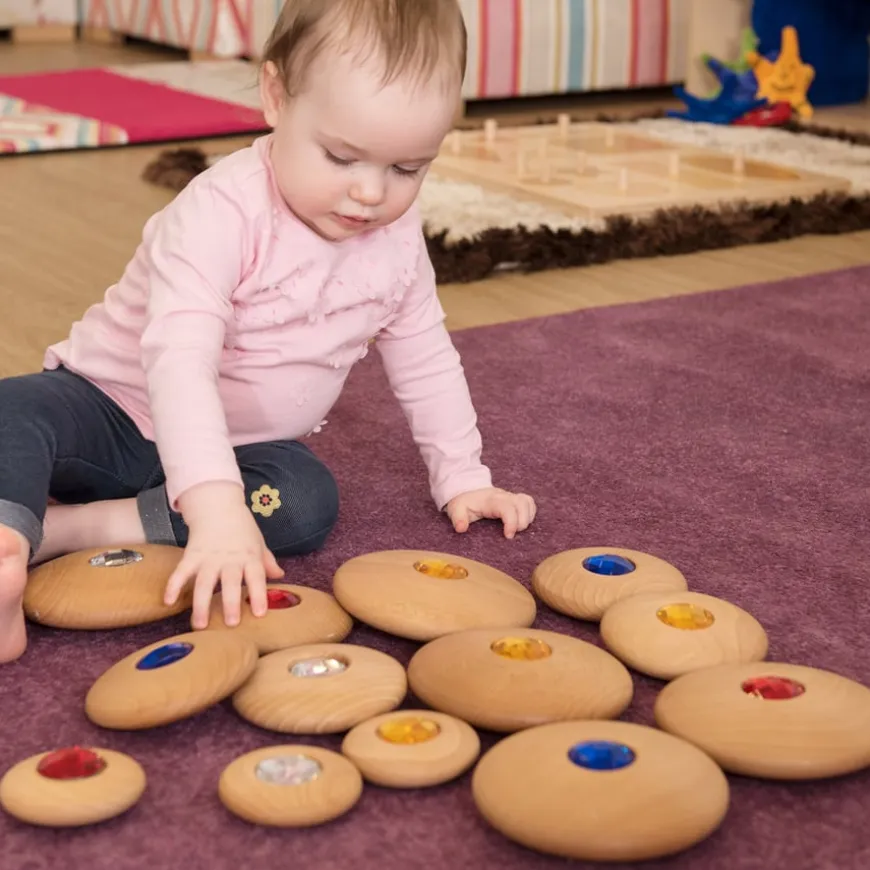 TTS Sensory Wooden Jewel Pebbles 12pk