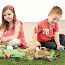TTS Small World Wooden Vehicles - Plane, Tractor, Car & Heli 4pk