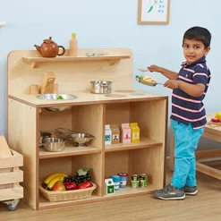 TTS Toddler Wooden Role Play Kitchen Unit H79cm