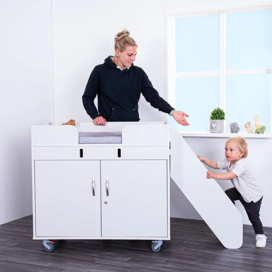 TTS Walk Up Changing Unit Pale Grey & Antibac Mat