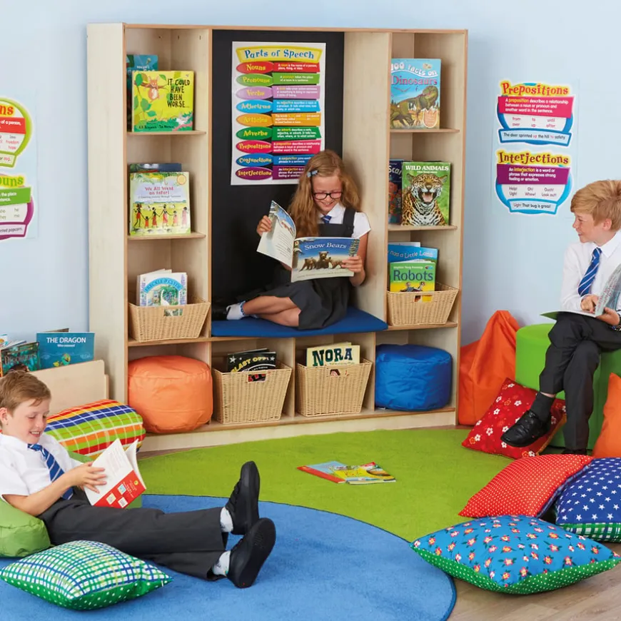 TTS Wooden Bookcase with Seating H1700 x W1500 x D500mm