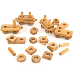 TTS Wooden Toddler Train with Building Blocks