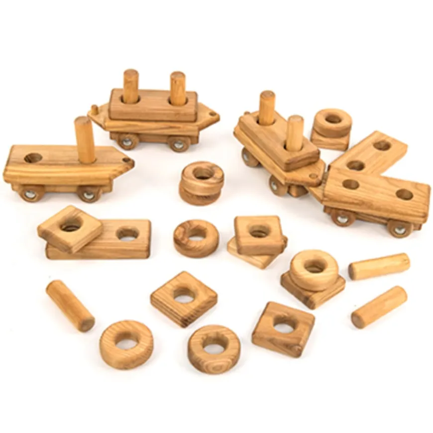 TTS Wooden Toddler Train with Building Blocks