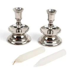 Tudor Candlestick and Candle Pair