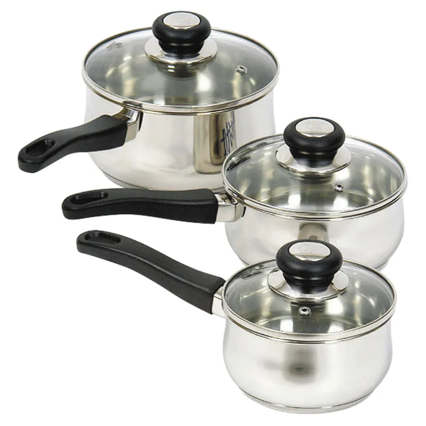 Vista Stainless Steel Saucepan 3pk