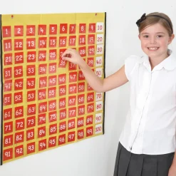 Washable 1-100 Wall Pocket Chart 66 x 70cm