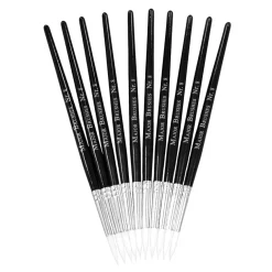 White Sable Substitute Paint Brushes 10pk