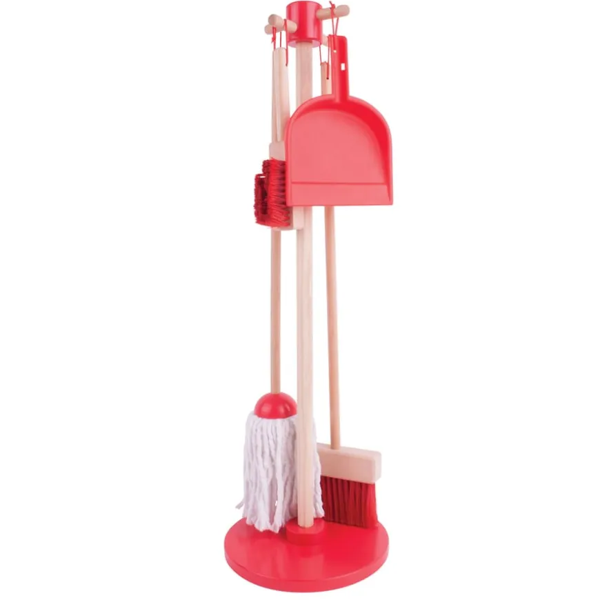 Wooden Cleaning Set with Stand 4pcs