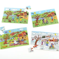Wooden Four Seasons Jigsaw Puzzles 4pk